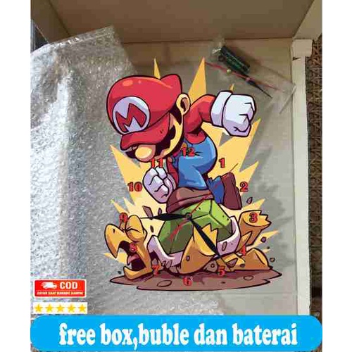 JAM DINDING KAYU UNIK BESAR VINTAGE KARAKTER MURAH GAMBAR SUPER MARIO BROSS NITENDO LUCU ARTISTIK KEREN KARTUN ANAK KOLEKSI HADIAH KADO MINIMALIS CUSTOM MURAH TERBARU