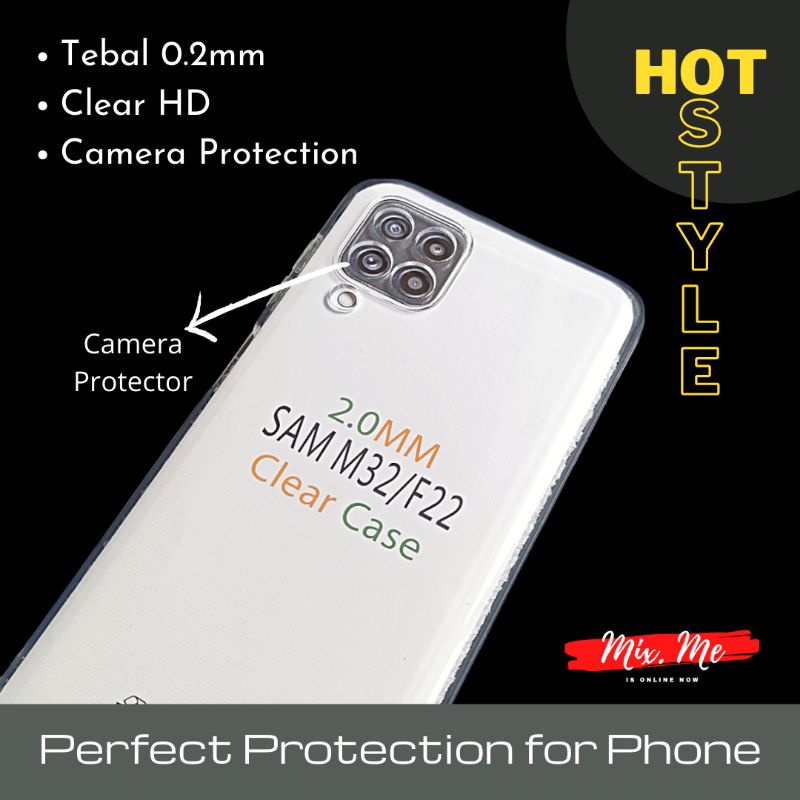 Clear Case Samsung A22 M32 4G Camera Protector HD Original Look Alike Bahan Tebal 0.2mm