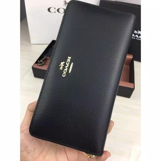 Coach Wallet Accordion Zip Wallet Leather Black Dompet 