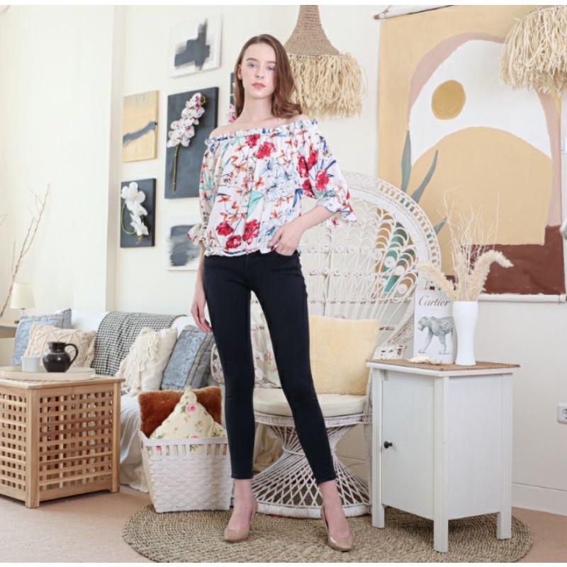 Sabrina/blouse sabrina / sabrina motif bunga / blus cantik casual / Blouse casual sabrina