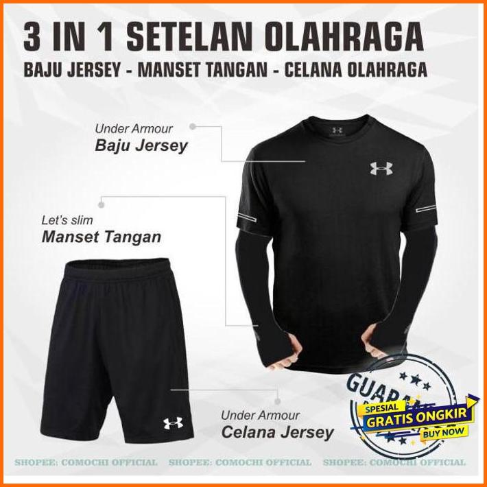 setelan baju kaos olahraga pria jersey futsal set dry fit sport