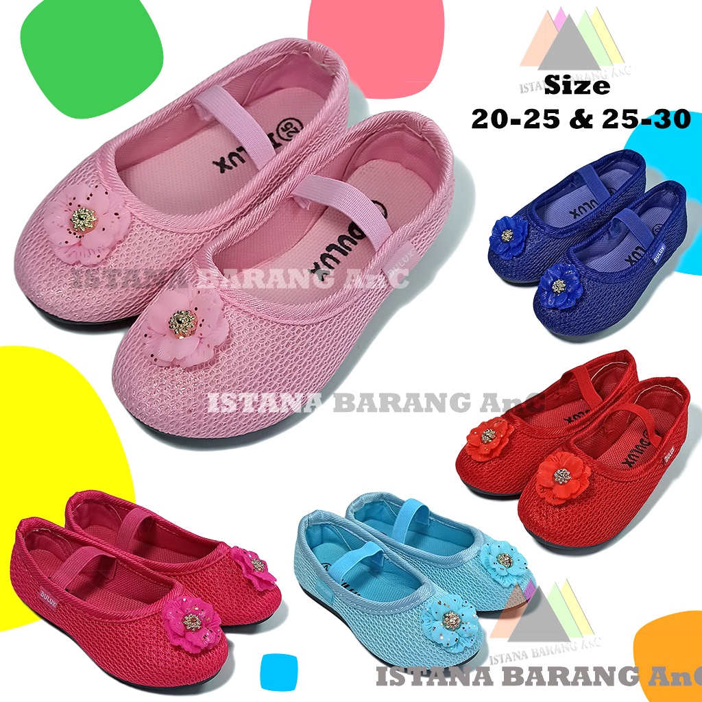 Sepatu Balet Anak Perempuan Motif Bunga Dulux 8021 E Ukuran 20-25