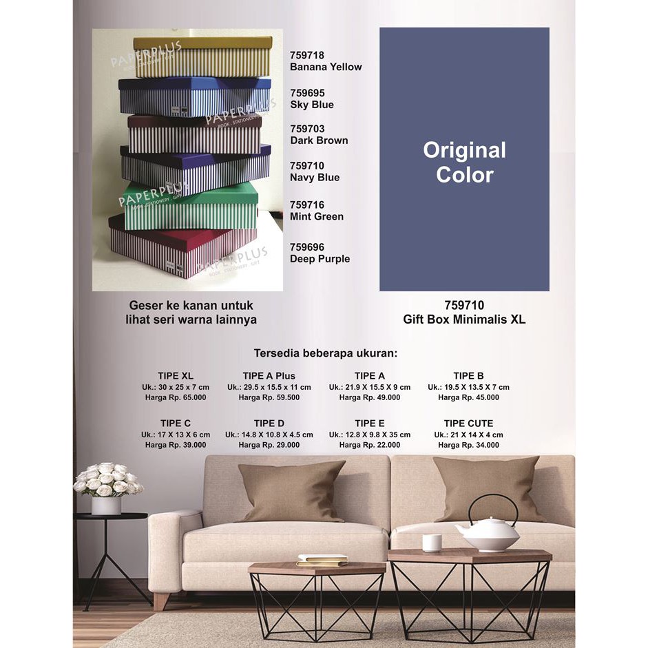 

Kotak kado/Kotak Hadiah/Gift Box Minimalis XL_Garis Spectra Navy Blue