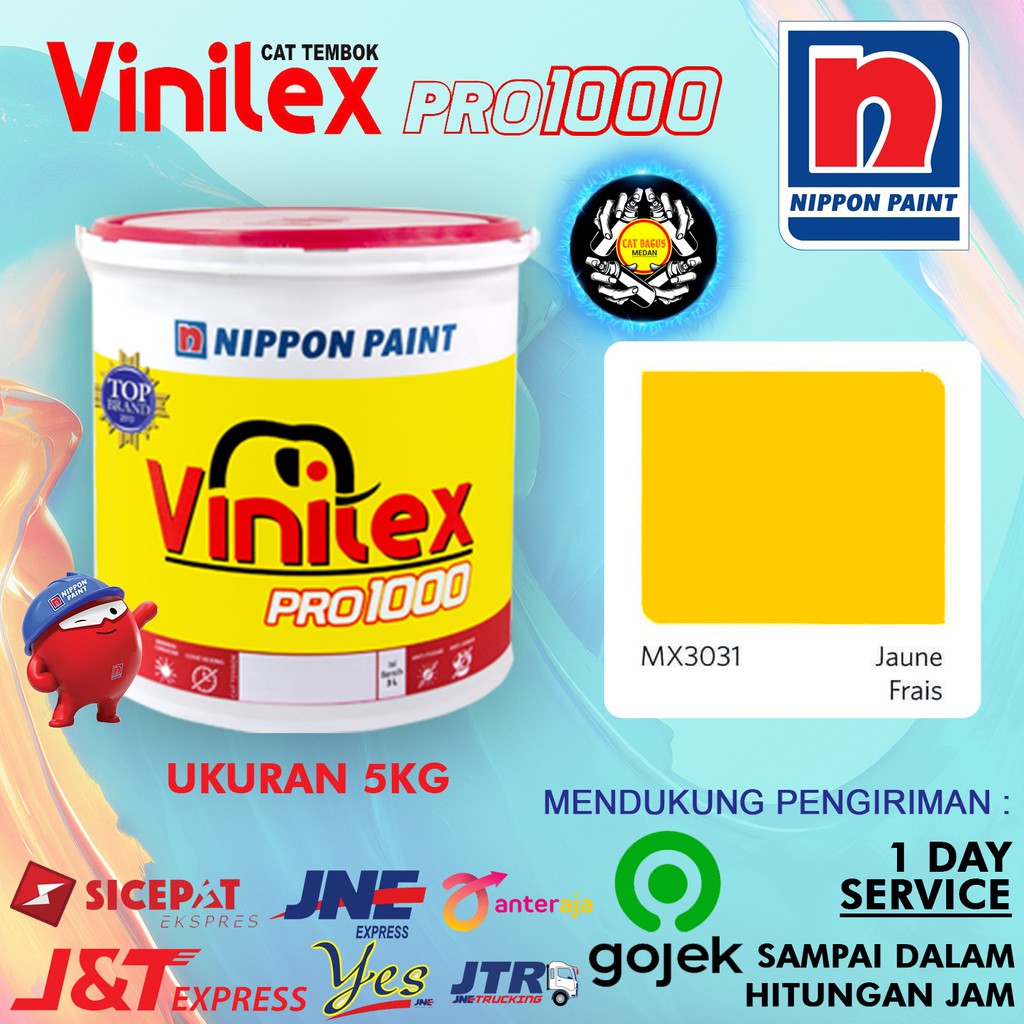 CAT AIR TEMBOK DINDING VINILEX 5 KG WARNA MX 3031 JAUNE FRAIS MX3031 KUNING TUA TELUR PEKAT 5KG INTE