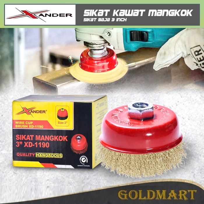 Sikat Kawat Mangkok Baja 3 inch Original Xander Sikat Mangkok Cup Brush