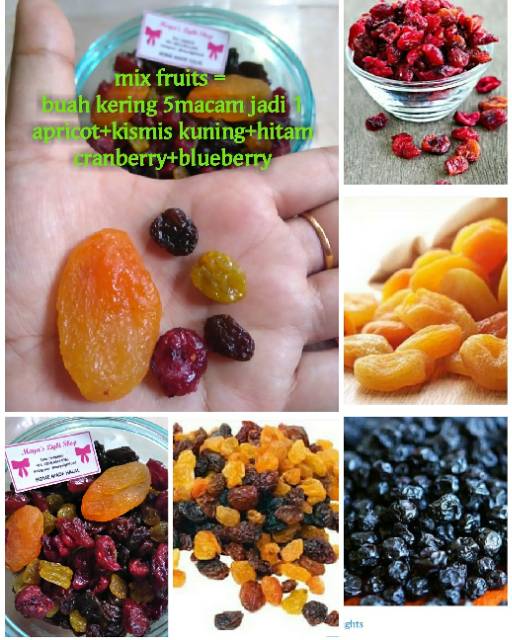 Mixfruit 1kg driedfruit manisan buah kering apricot cranberry kismis raisin blueberry gold raisin