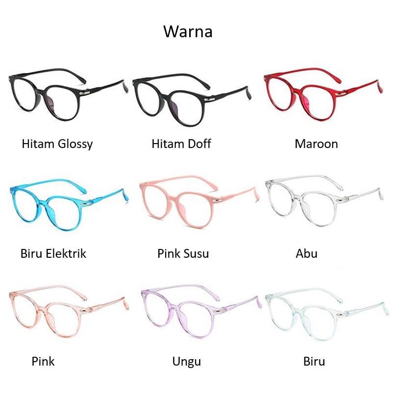 GO! KC099 Kacamata Wanita Korean Retro Frame Anti Radiasi Lensa Tanpa Min Style Minimalis Unisex COD