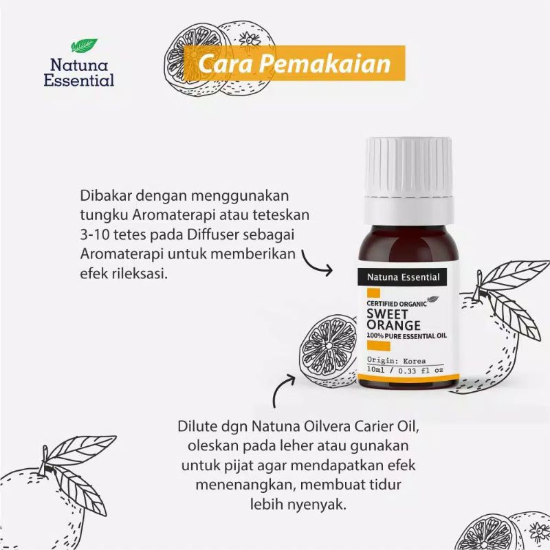 Natuna Sweet Orange Essential Oil Minyak Essensial Atsiri Aroma Terapi Diffuser Difuser Humidifier