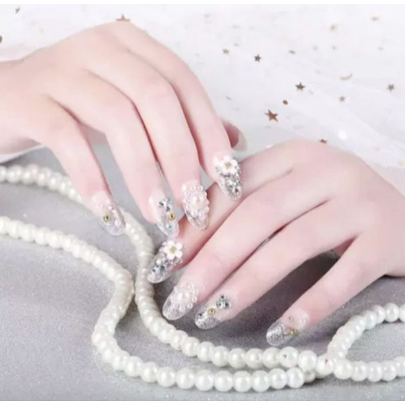 Kuku Palsu 3D/ Nail Art/ untuk Pengantin/isi 24pcs Fake Nails for Bride