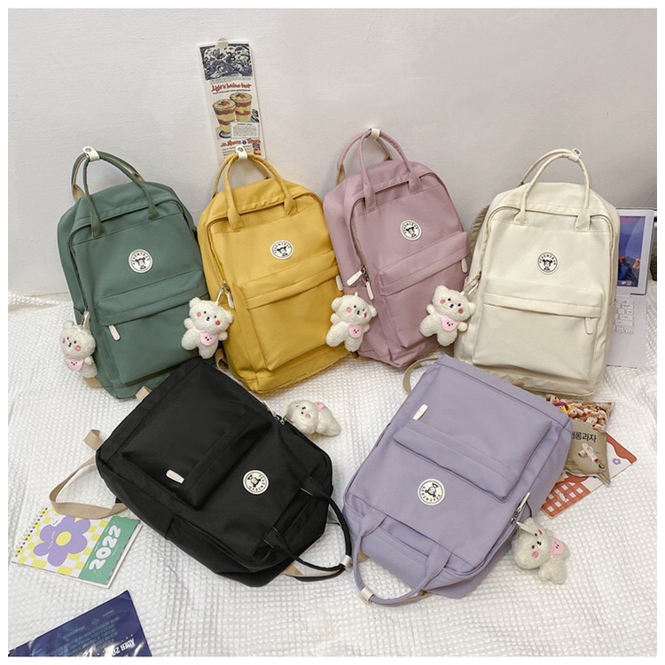 Mores Tas Ransel Laptop Wanita Pastel Micha Korean Nilon backpack Import polos Tas sekolah lucu kuliah remaja