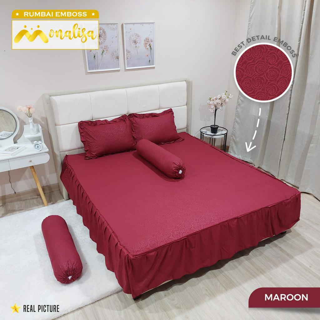 Sprei Rumbai Monalisa Ukuran 160x200 Tinggi 40cm Aneka Warna Seprai Emboss Queen Bed Harga Murah