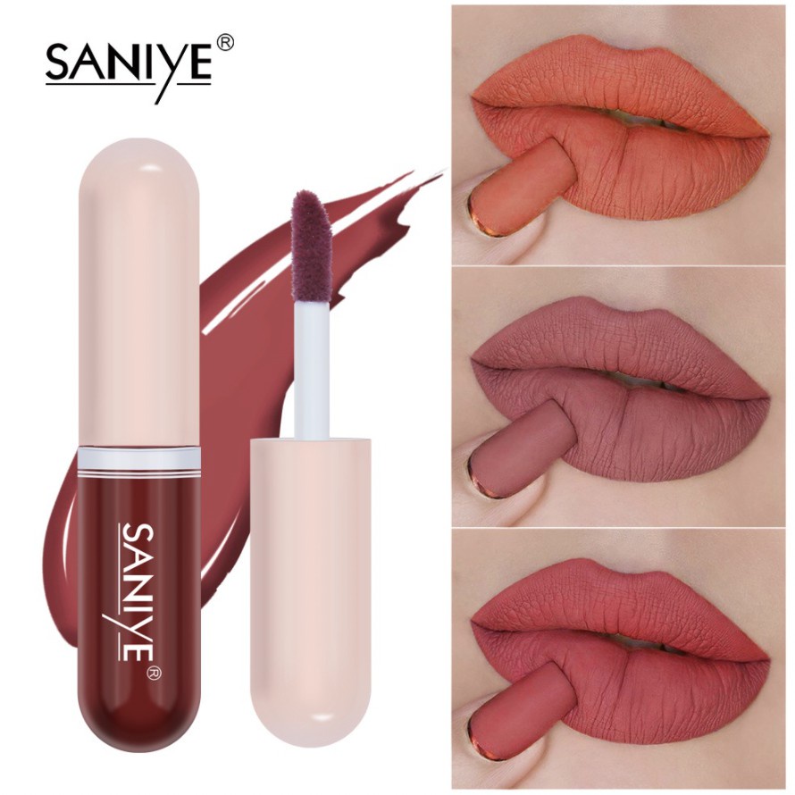 SANIYE 15 Warna Cair Mini Kapsul Lip Tint Matte Lipstik Berfungsi Membuat Bibir Menjadi Pesona SA001