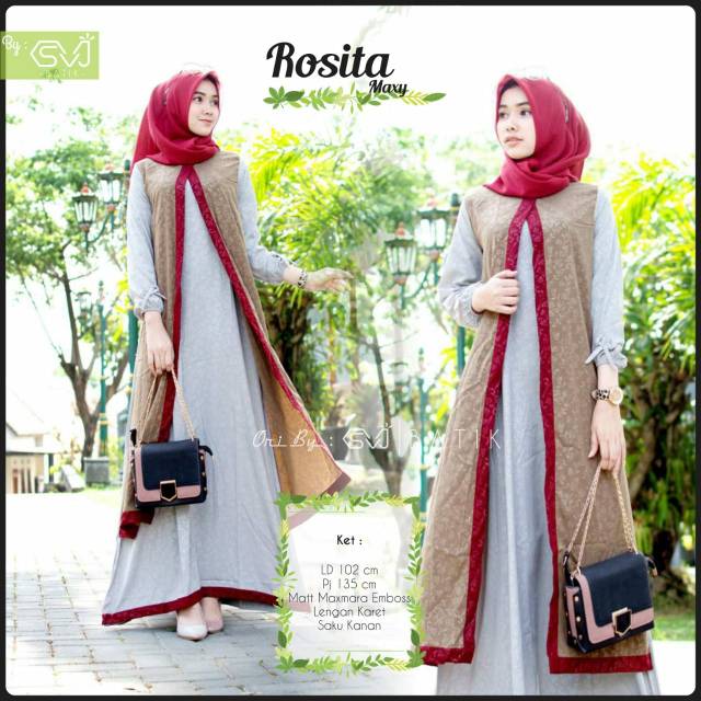 Gamis Rosita Ori SVJ Longdress Maxi Mat Maxmara Emboss
