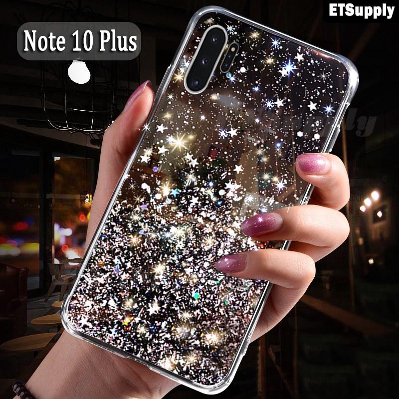 Untuk Samsung Galaxy Note 10 Plus case Glitter Bling Payet Langit berbintang Casing lembut transpara