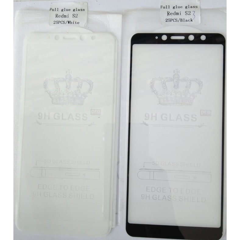 TEMPERED GLASS FULL LEM 5D 9D REDMI S2 ANTI GORES KACA FULL LEM -COVER