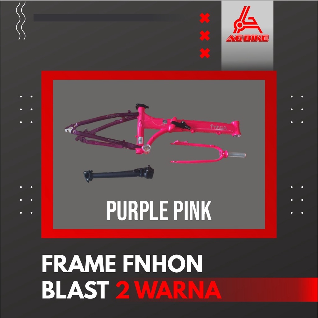 Frame Fnhon Blast + handlepost warna ungu pink purple pink 2 warna discbrake 20 22 inch