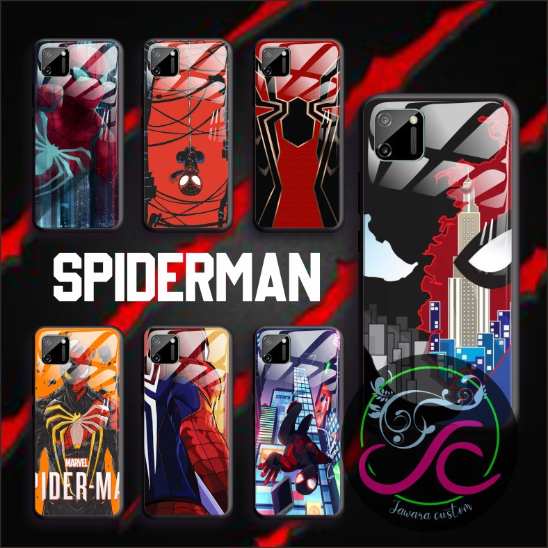 JW Case softcase gambar SPIDERMAN back case glass realme c1 c2 c3 3pro x xt 2 5 5pro 6 6pro etc