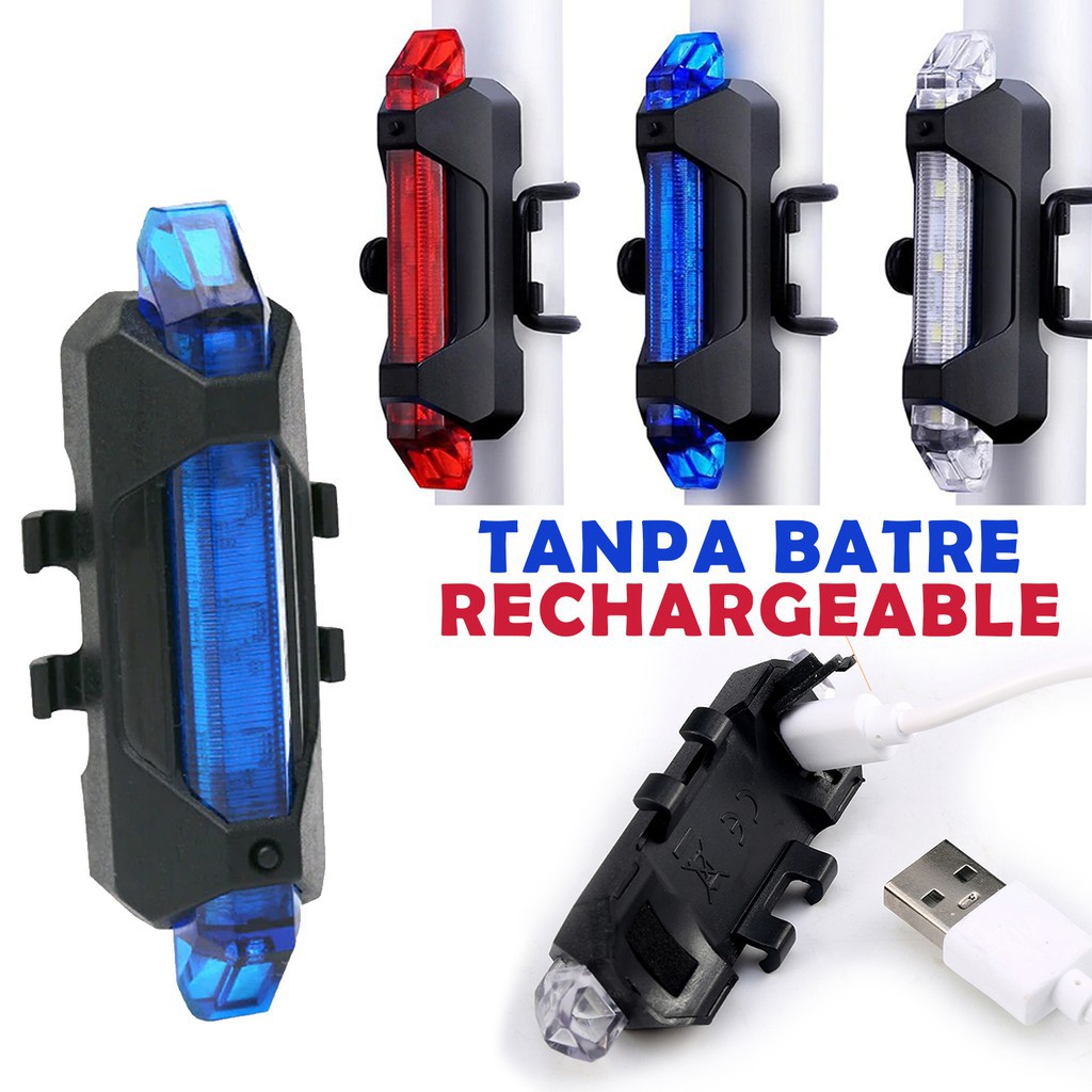 TaffLED Defensor Lampu Sepeda 5 LED Taillight Rechargeable 410-28 Red Grab Medan