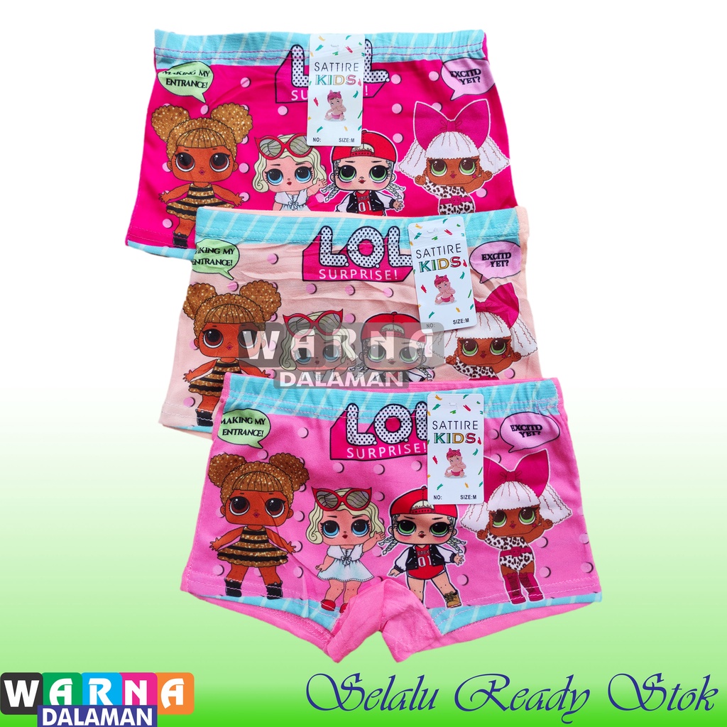 3 Pcs Celana Boxer Anak Perempuan Gambar Kartun Celana Dalam Anak Cewek Karakter Lucu Sesuai Gambar