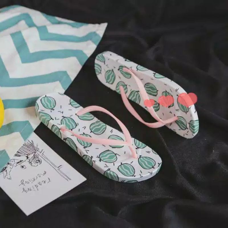 COD MAKASSAR Sandal Jepit Motif Semangka Watermelon Slipper Sendal Shopee Online Shop Toko Tamz