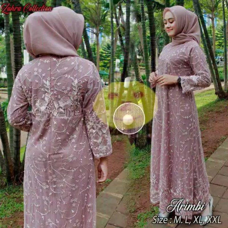 Arimbi Maxy Gamis Brukat Remaja Dress Brokat Kondangan Gaun Pesta Resepsi Pernikahan Dres Muslim Jumbo xxl Ld 120cm Remaja Muslimah Gamis Lebaran Anak Perempuan Outfit Kondangan Seragam Bridesmaid