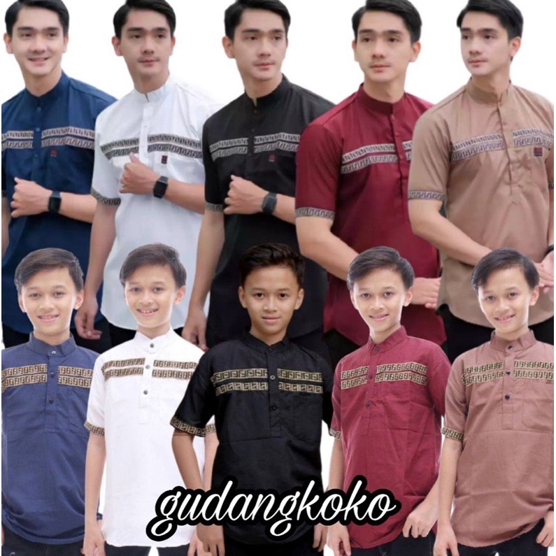 Baju Koko Kurta Dewasa Dan Anak Lengan Pendek Material Catton Adem Serap Keringat