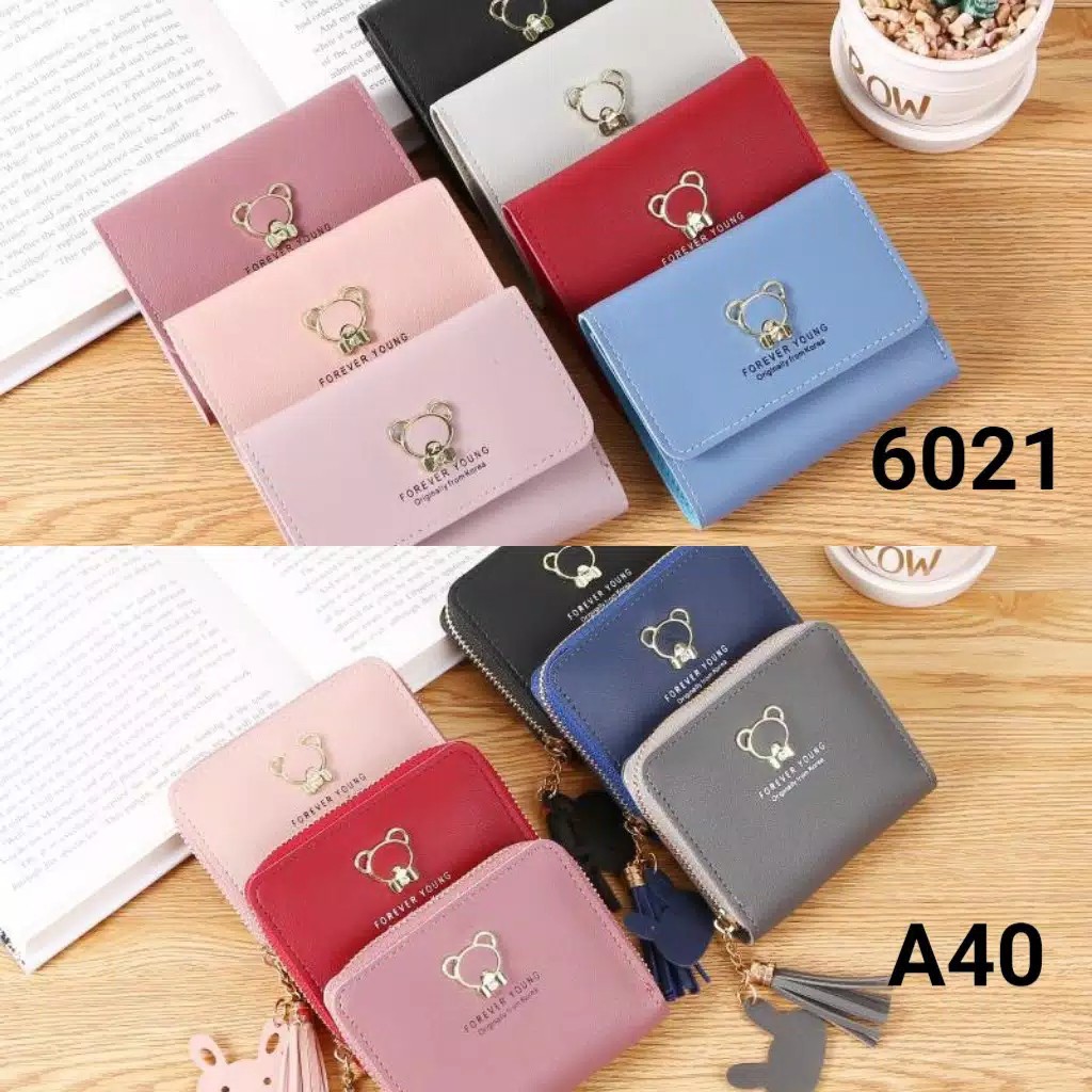 *ALIBABA1688*COD Dompet Impor DompetLipat Wanita Pendek 6021 / A40 Warna Warni Forever Young Mini C9-1