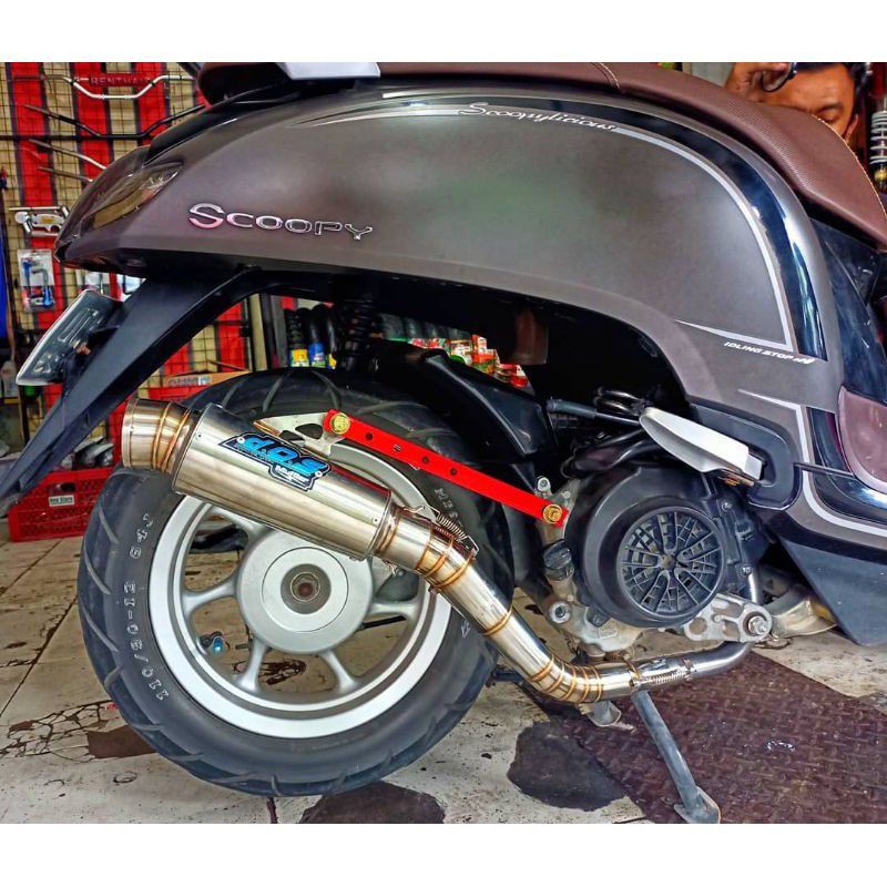 Knalpot Racing DOS Muffler Matic Honda Beat FI/Karbu/Street Spacy Scoopy Vario 110 FI LED Remote