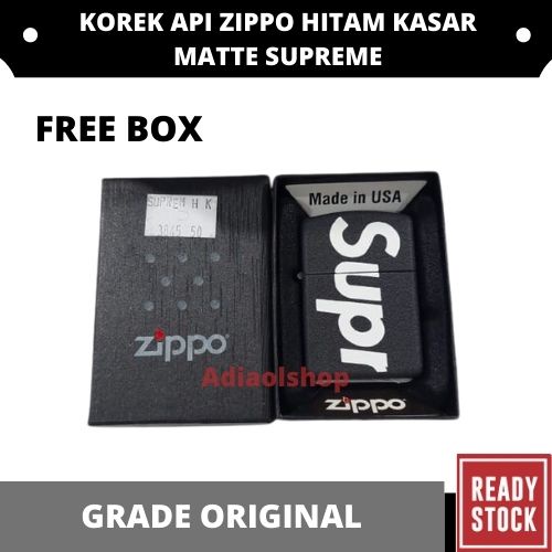 KOREK API ZIPPO HITAM KASAR MATTE SUPREME