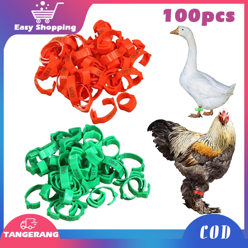 100pcs Cincin Kaki Ayam Gelang Kaki Ayam Tanda Unggas Gesper Nomor 001-100