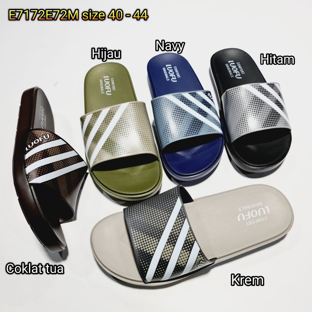 jelly sandal pria slop luofu karet import sendal slide cowok E7172E72M