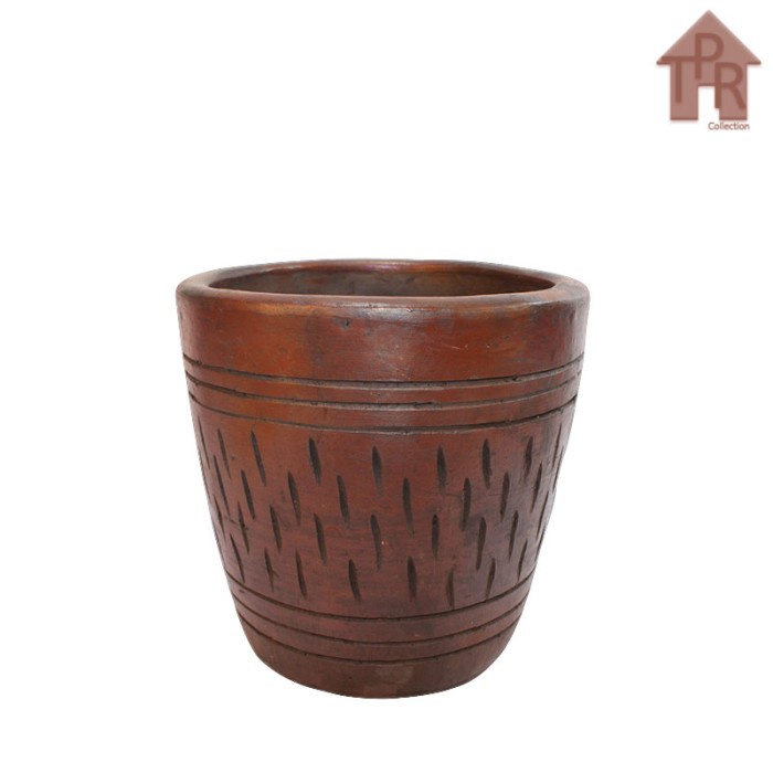 Gerabah | Pot Bunga / Pot Tirus Motif Hujan - D18