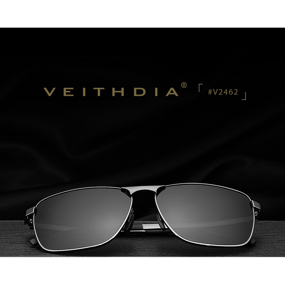 Veithdia Kacamata Vintage UV Polarized Sunglasses 2462 HITAM