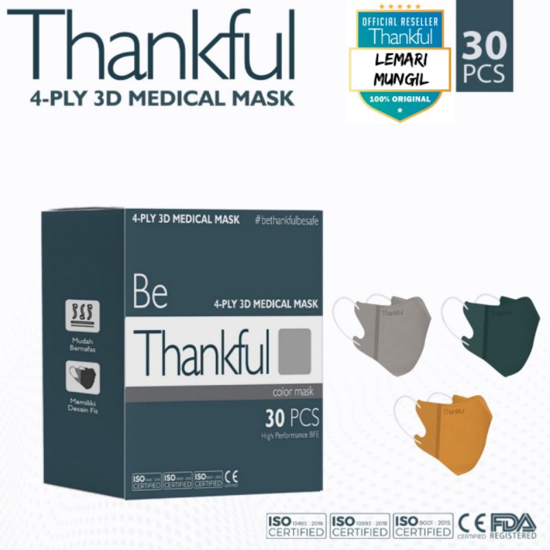 MASKER THANKFUL 4 PLY - ISI 30 PCS