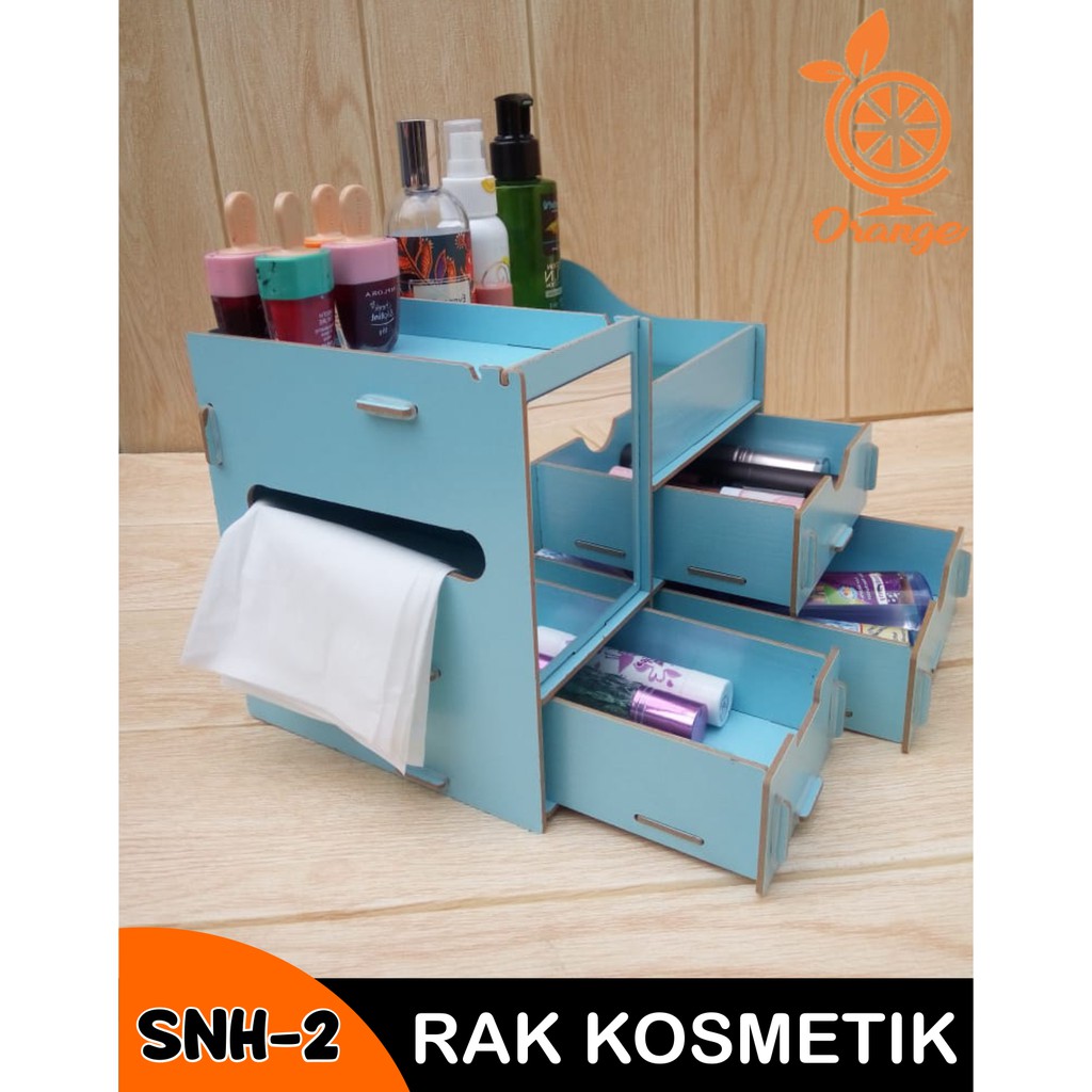 Rak Kosmetik mini Tempat make up Bahan Kayu Rak cosmetic Cermin serbaguna elegan  HomeLiving