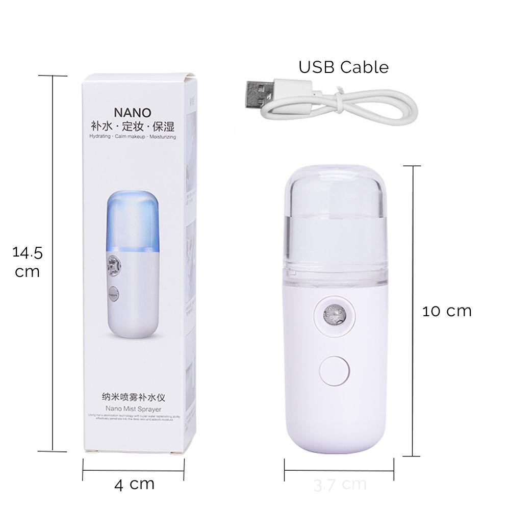 Nano Mist Spray Perawatan / Pelembab Wajah Mini Portable USB Handy Sprayer Air 30 ML