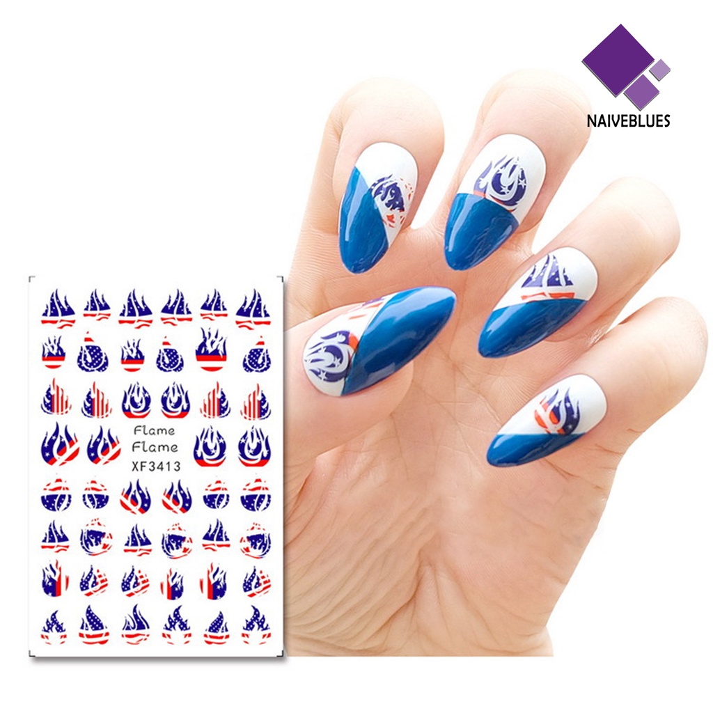 Naiveblue Stiker Kuku Ultra Tipis Motif Bendera Amerika Serikat Untuk Nail Art