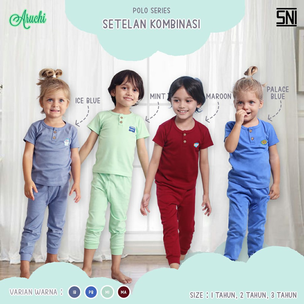 Setelan Atasan PENDEK + Celana PANJANG ARUCHI POLO ARUCHI MURAH BAHAN RIB PREMIUM CBKS