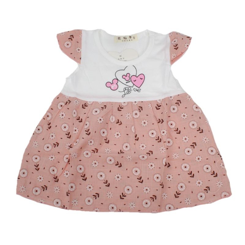 DRESS FASHION BAJU ANAK PEREMPUAN MOTIF LOVE 1-2 TAHUN NEW