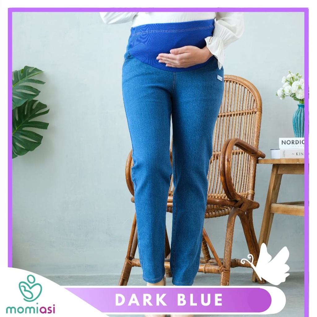 Momiasi - Celana Hamil Jeans Denim Strech Jumbo Maternity Pants Office Fashion Wanita Bumil Premium