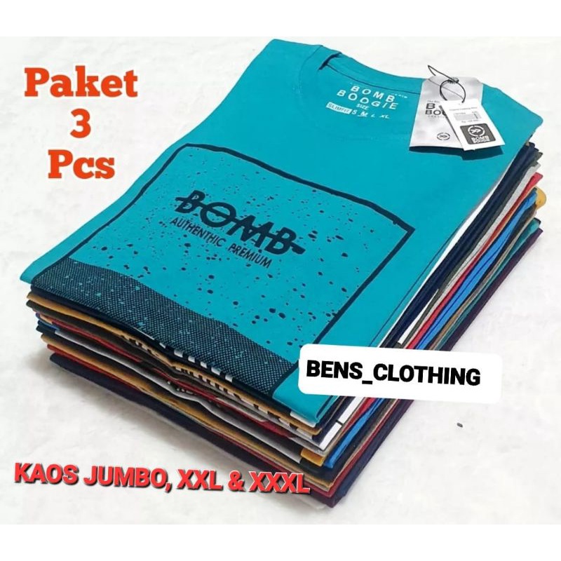 Kaos Pria Distro Kaos Bombogie  / 3pcs 100 Kaos Pria Original Terbaru 2022 Bahan Combad 28S Bisa Cod Ukuran M, L, XL