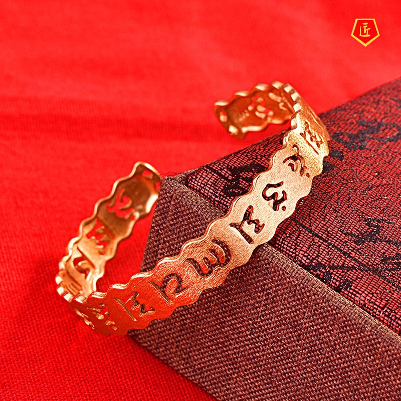 [Ready Stock]Fashion Retro Buddhist Frosted Gold Bracelet