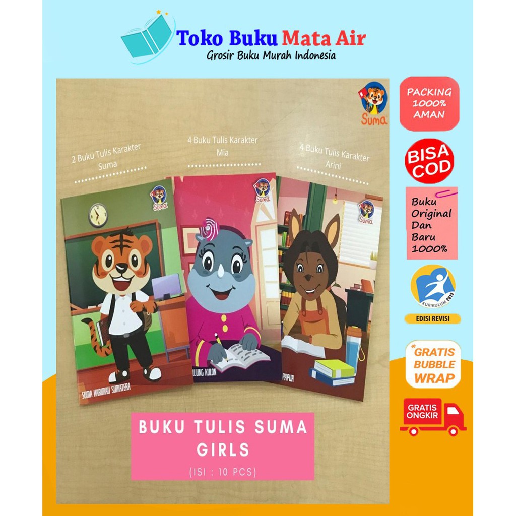 

[PER PACK] BUKU TULIS KARAKTER SUMA GIRLS 5O LEMBAR ISI 10 BUKU