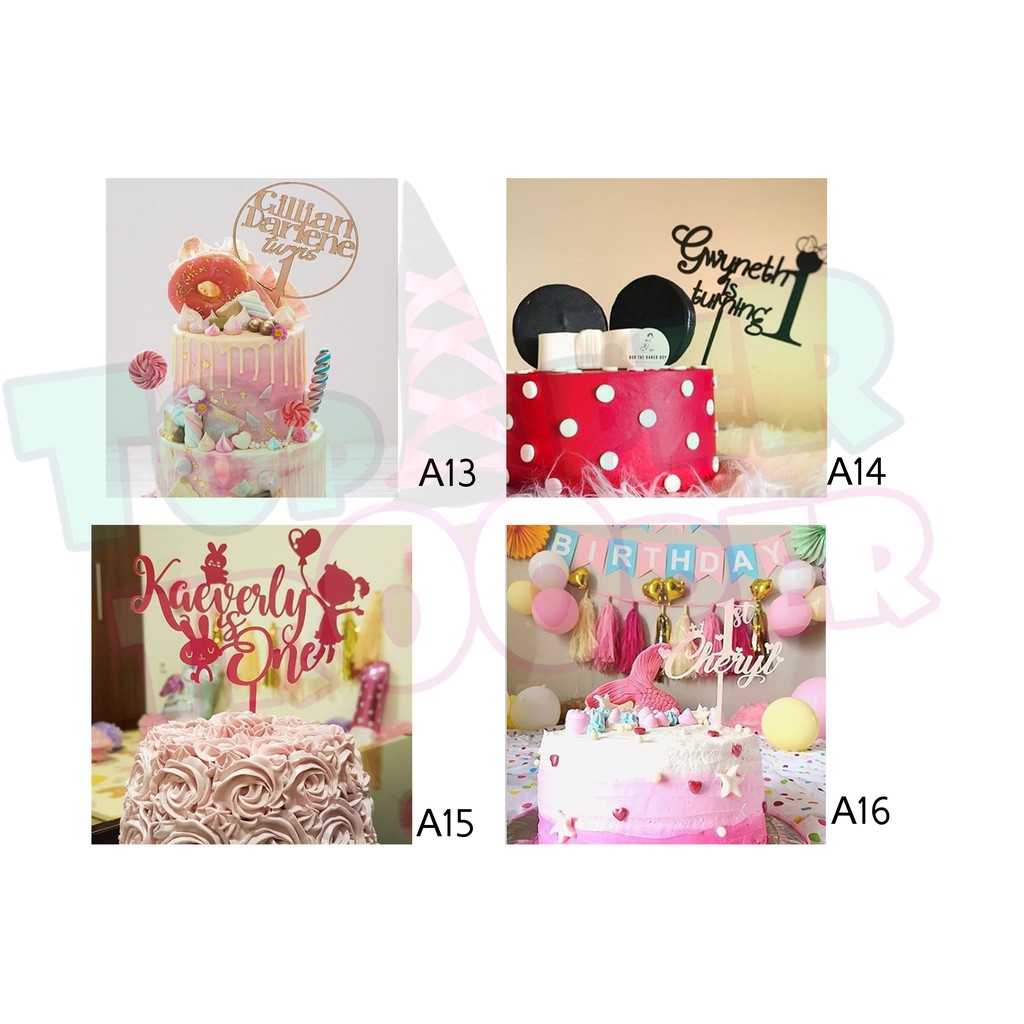 CUSTOM Cake Topper | Topper Kue | Hiasan Anak  Satu Tahunan - 1st Birthday