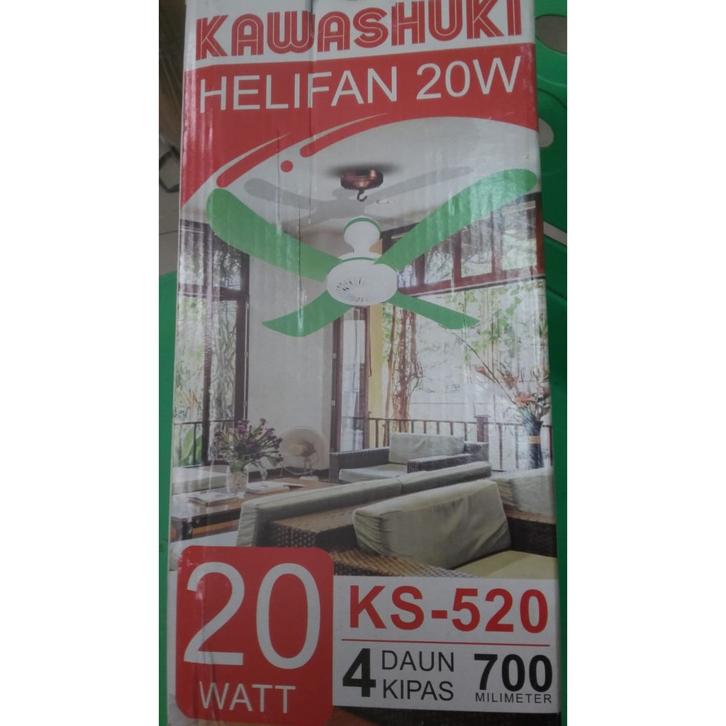 KIPAS ANGIN GANTUNG BALING 4 KAWASHUKI 20 W/KIPAS ANGIN PLAFON/KAWASAKI HELIFAN/Kipas Angin Gantung langit langit Plafon Helifan 20 Watt 4 Baling MYVO