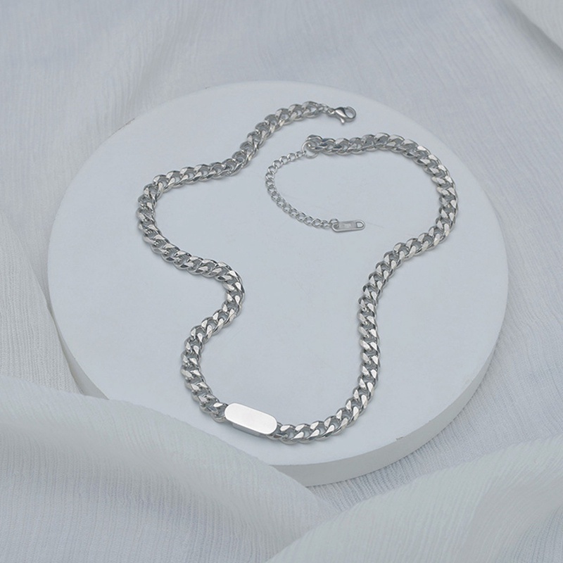 Kalung Rantai Klavikula Bentuk Kotak Gaya Hip Hop Kuba Untuk Pasangan