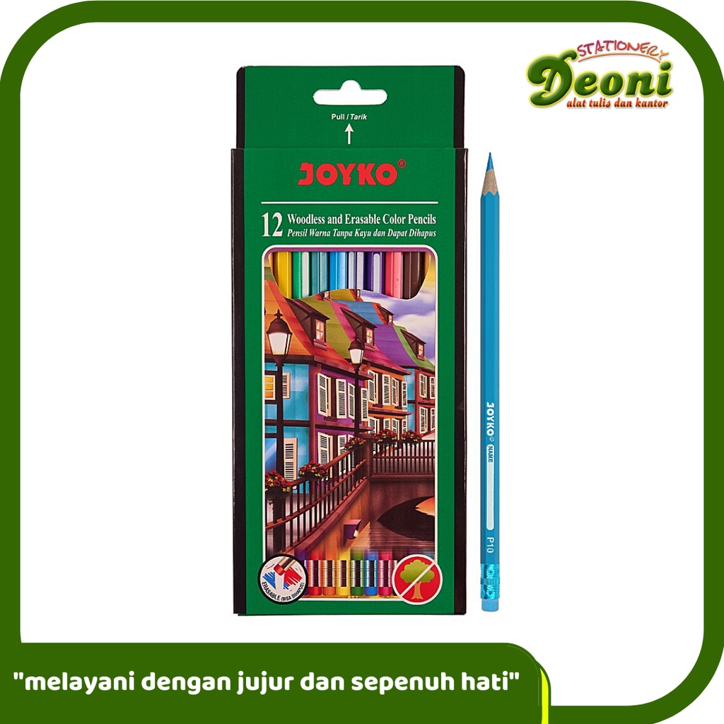 

JOYKO CP-109 Pensil Warna Dapat Dihapus Erasable Color Pencils Hexagonal Grip - 12Warna
