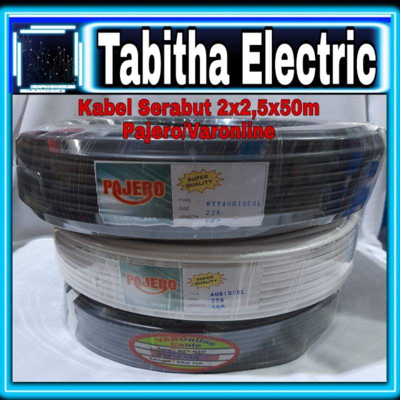 Kabel Serabut 2x2,5x50m Pajero Hitam/Putih