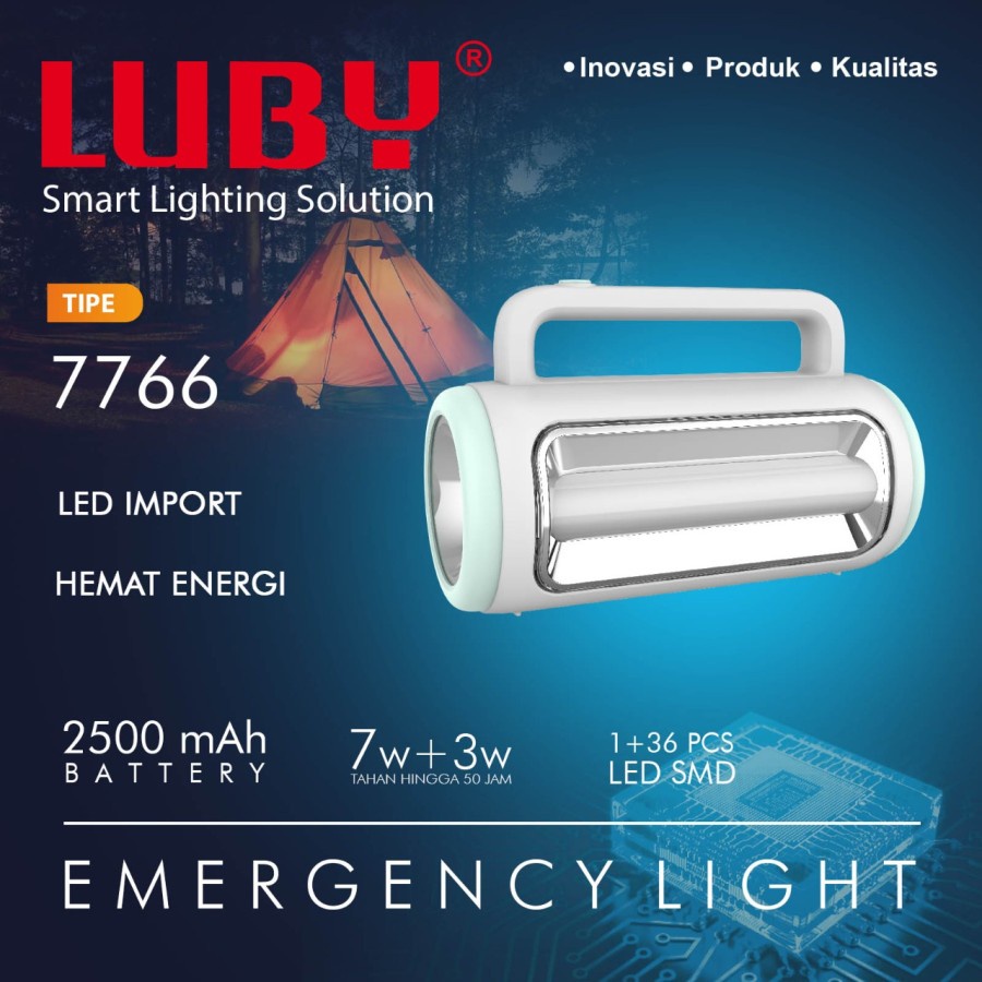 Senter Luby L-7766 7 watt torch flash light cas ulang