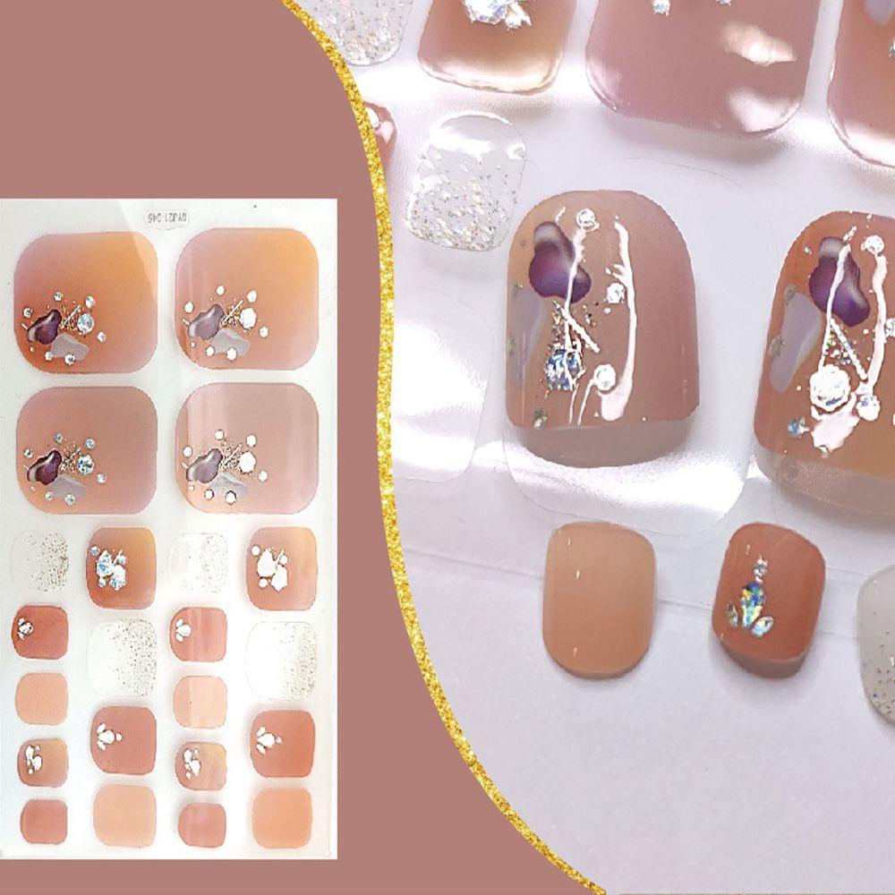 MXBEAUTY Self-adhesive Toe Nail Stiker Wanita Laser Toe Dekorasi Tow Art Sliders Nail Art Watermarks Toe Nail Stickers